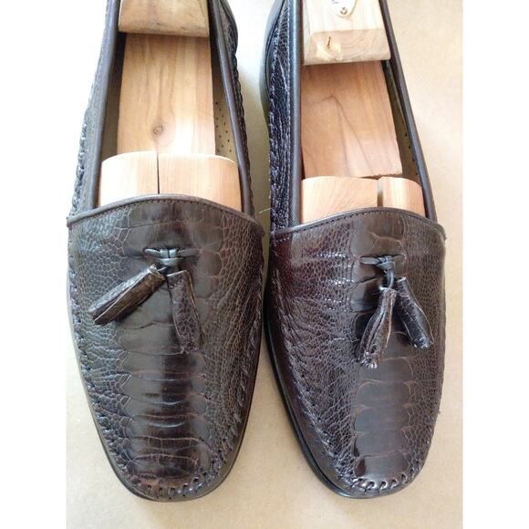 Belvedere Florence Men\'s Shoes Brown Genuine Crocodile& ostridg Loafer SlipOn8.5 main image 12
